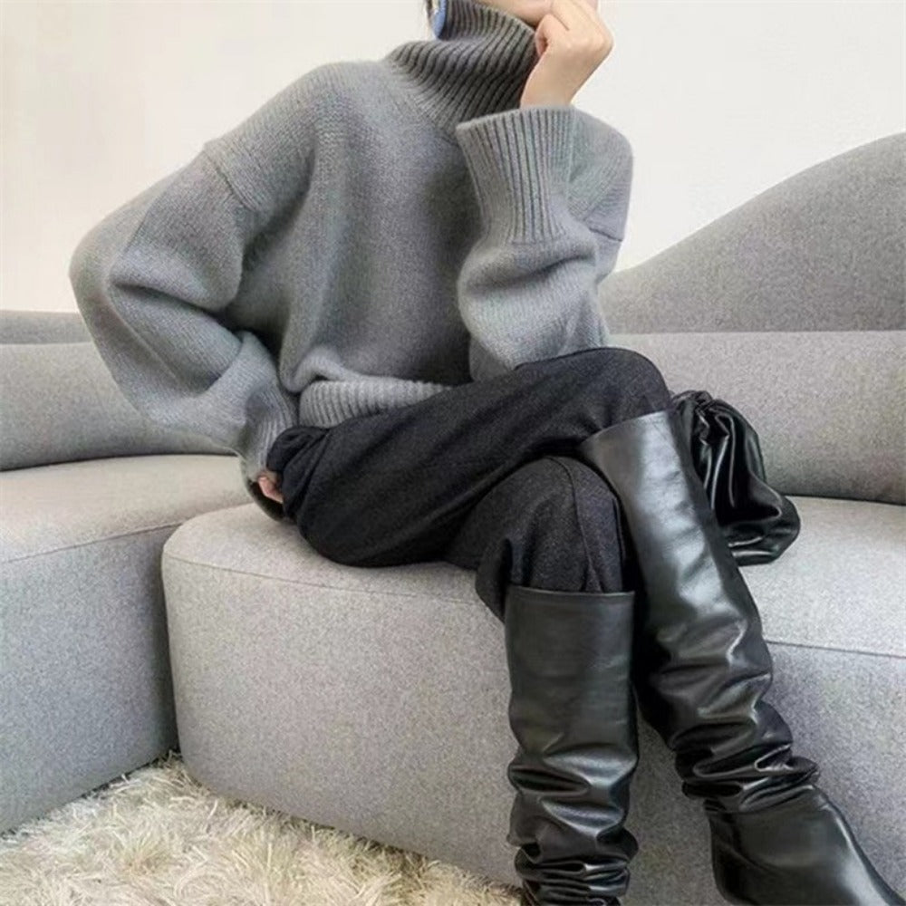 Knit Turtleneck Sweater with Long Sleeves for Women - Marusca