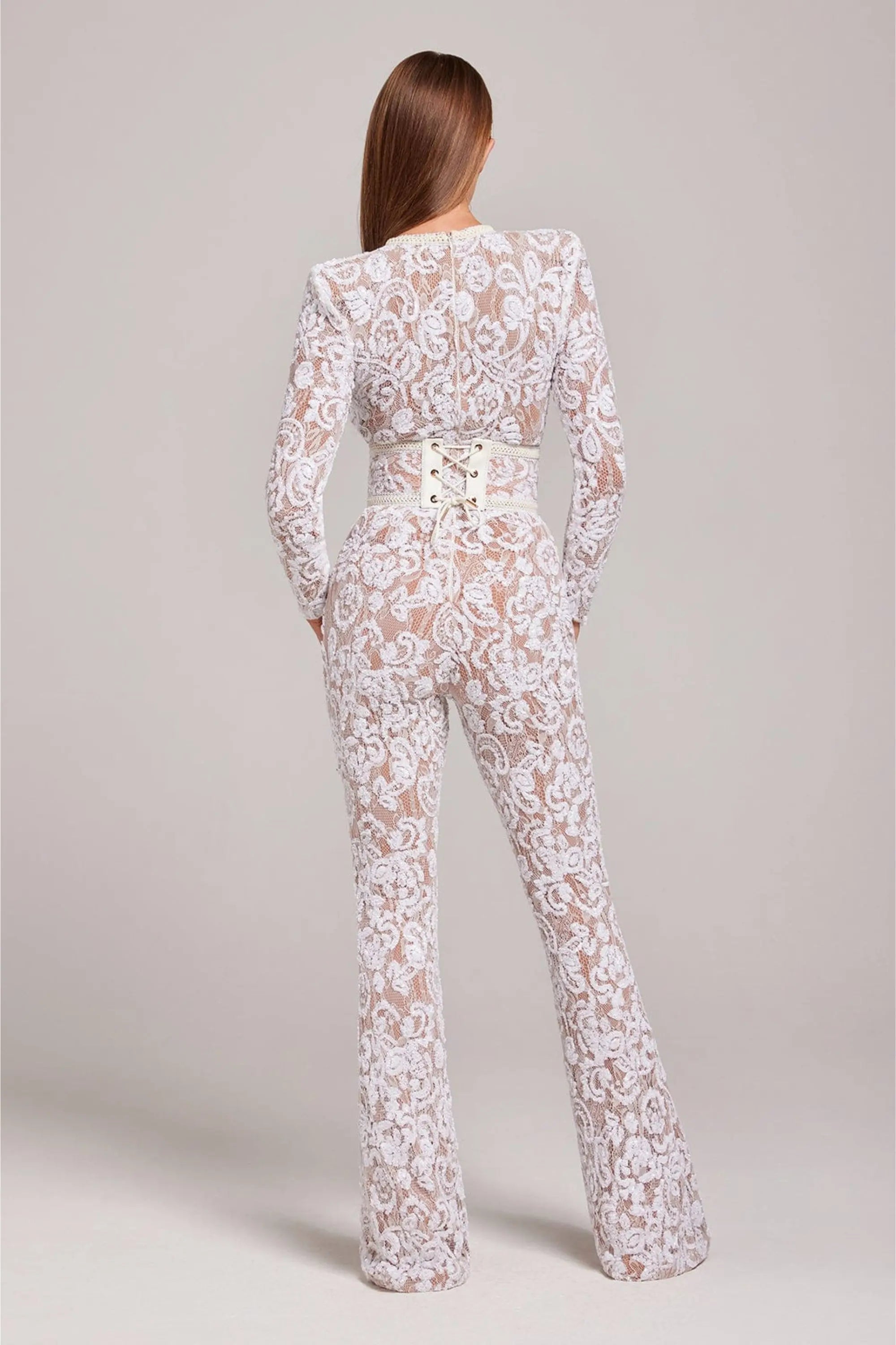 Women's Floral Jumpsuit with Flared Leg | Long Sleeve