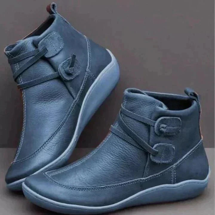 Women's Buckle Strap Boots | Flat