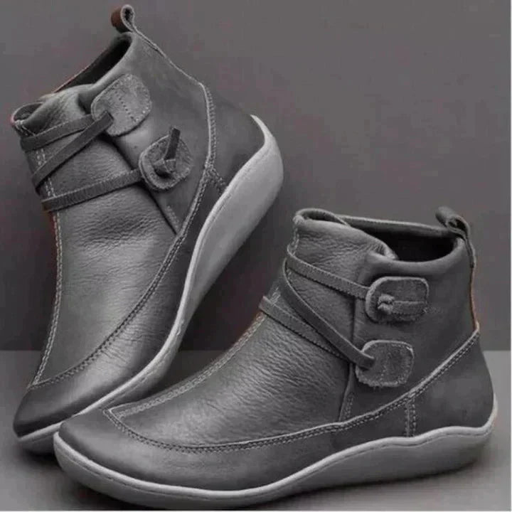 Women's Buckle Strap Boots | Flat
