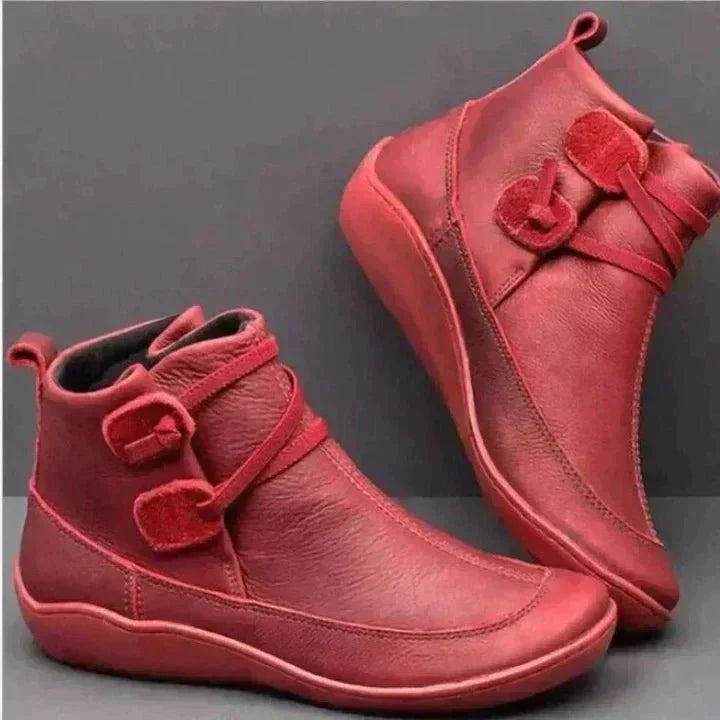 Women's Buckle Strap Boots | Flat