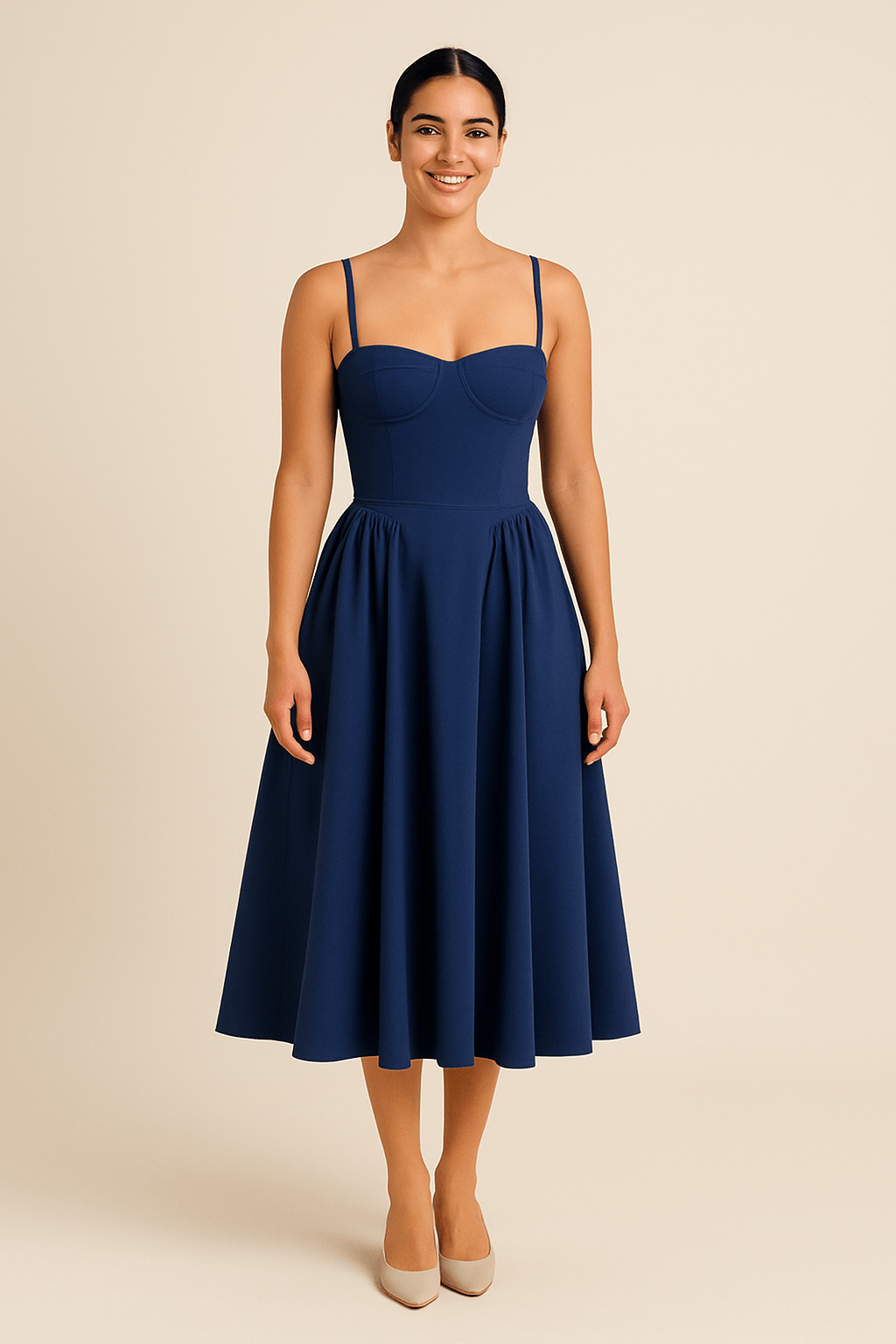 Party Waist Pleats Dress | Midi