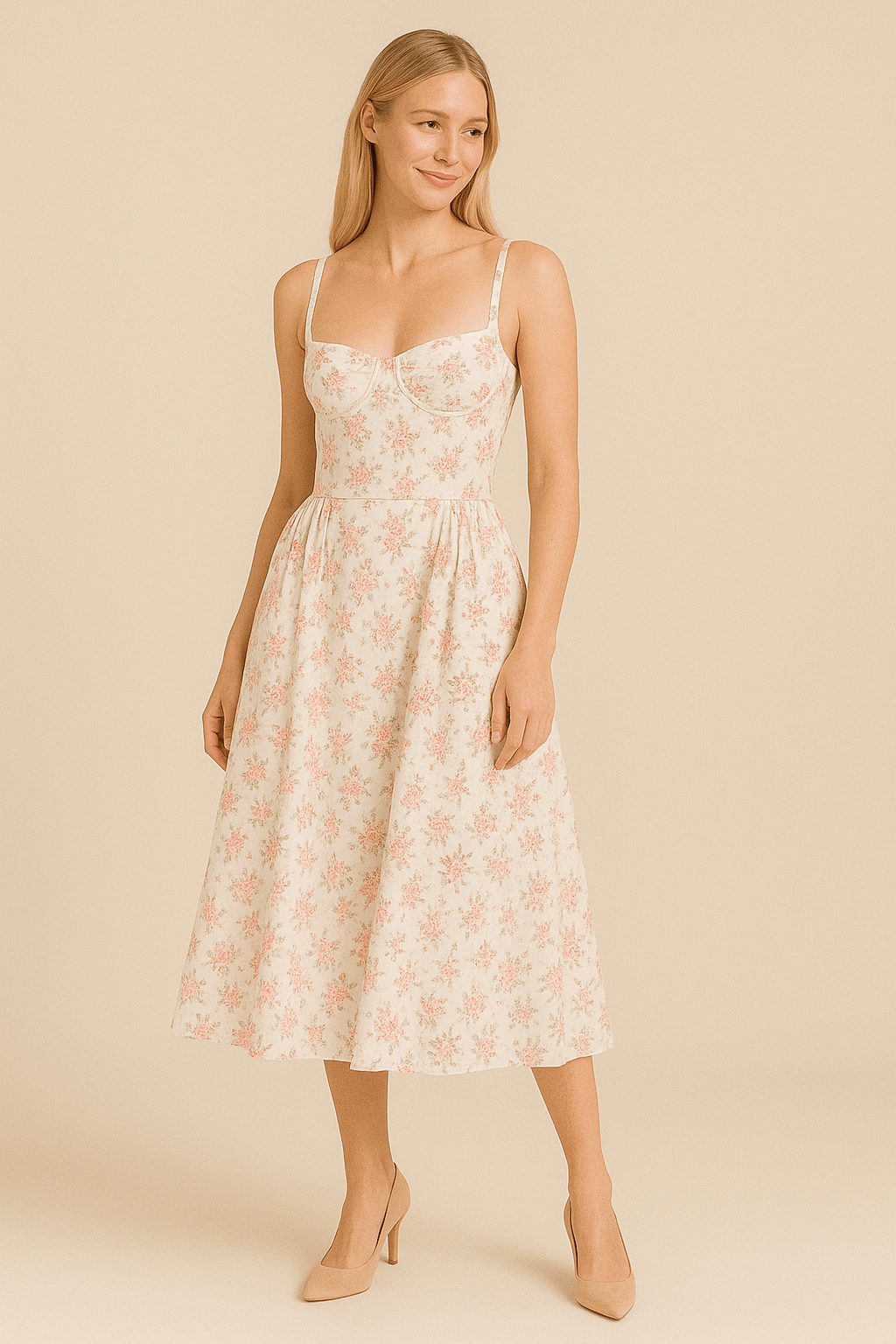 Party Waist Pleats Dress | Midi