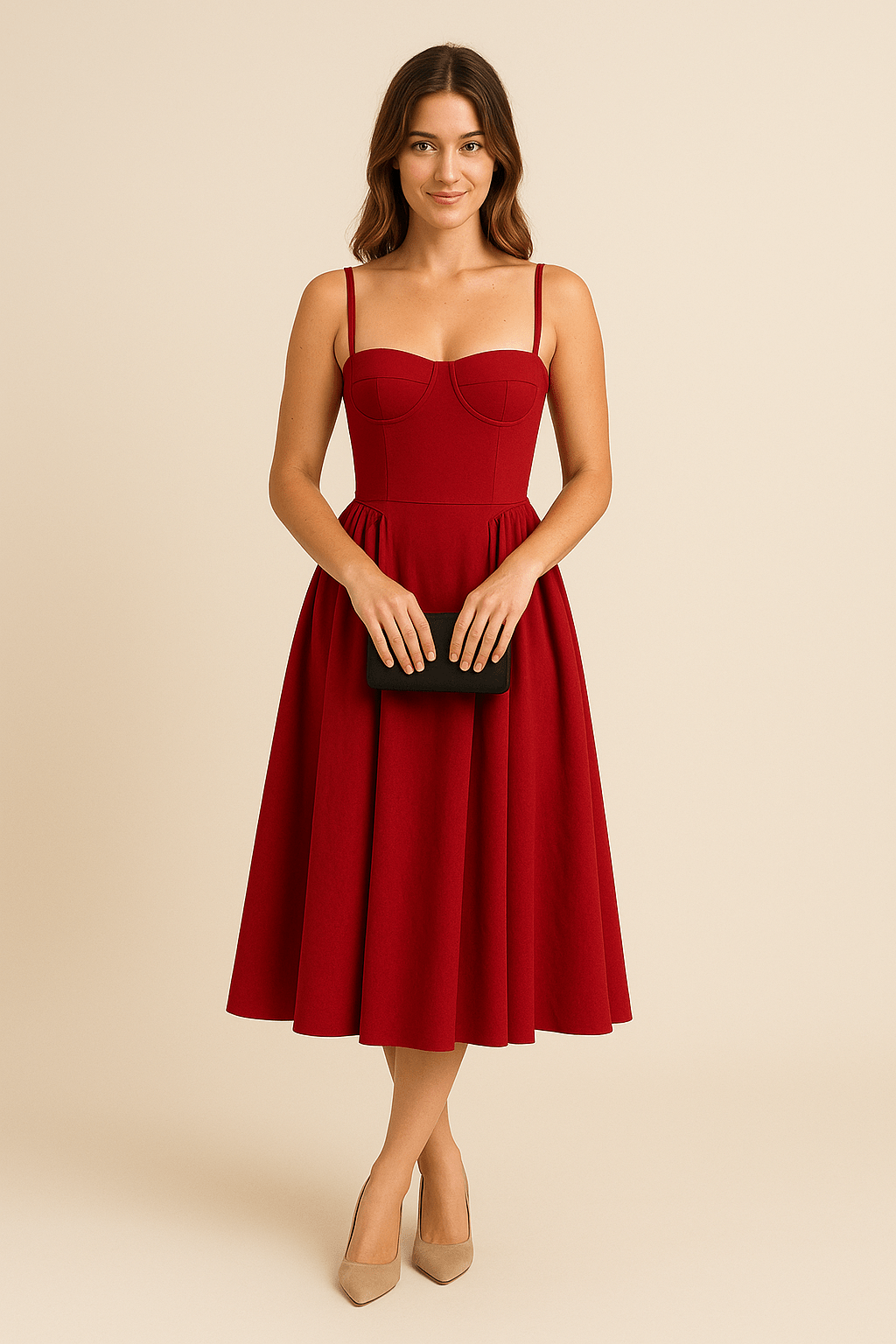 Party Waist Pleats Dress | Midi