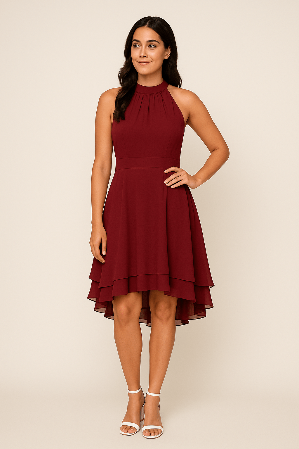 Party Halter Neck Dress | Fitted Waist