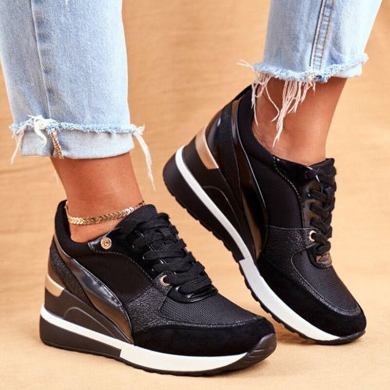 Women's Stylish Wedge Sneakers | Lace-Up
