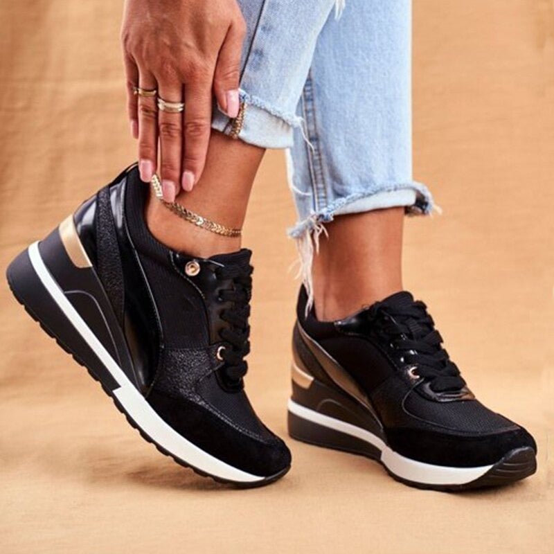 Women's Stylish Wedge Sneakers | Lace-Up