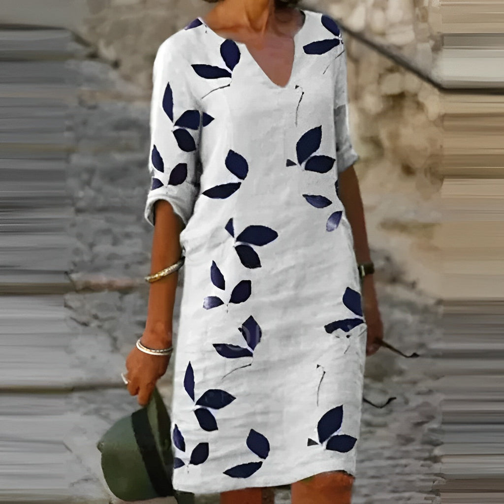 Women’s Casual Leaf Print Summer Dress | Mini