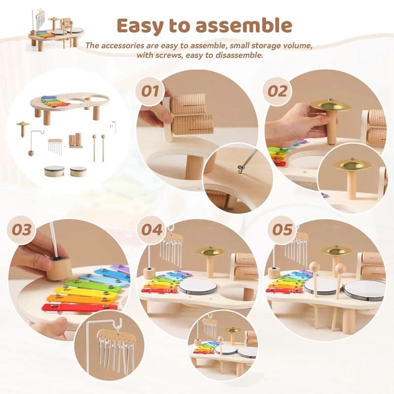 Musical Wooden Toy Set for Creative Babies Aged 12 Months and Up
