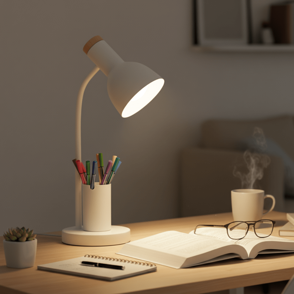 Modern LED Desk Lamp with Pen Holder for Office & Home