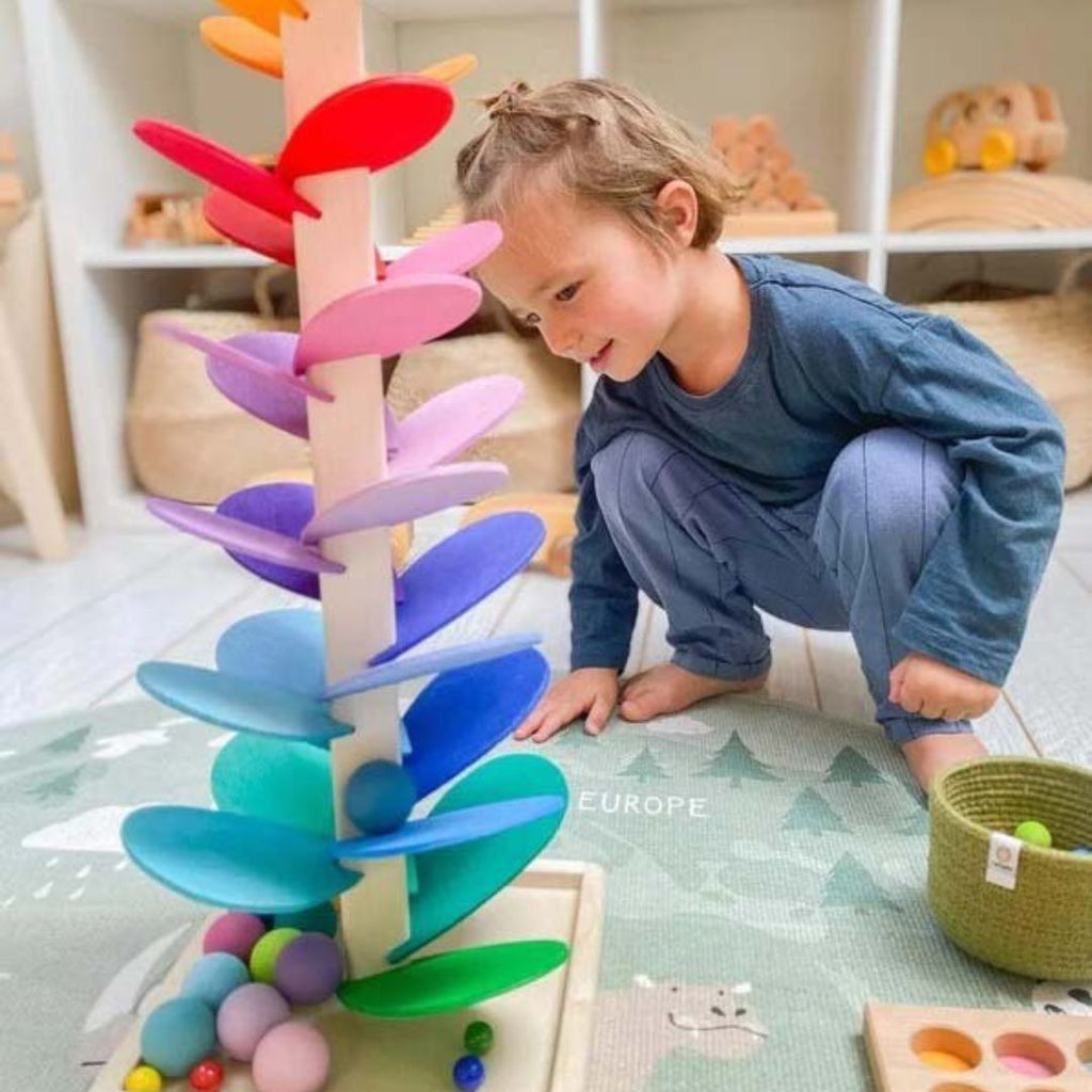 Interactive Rainbow Marble Tower
