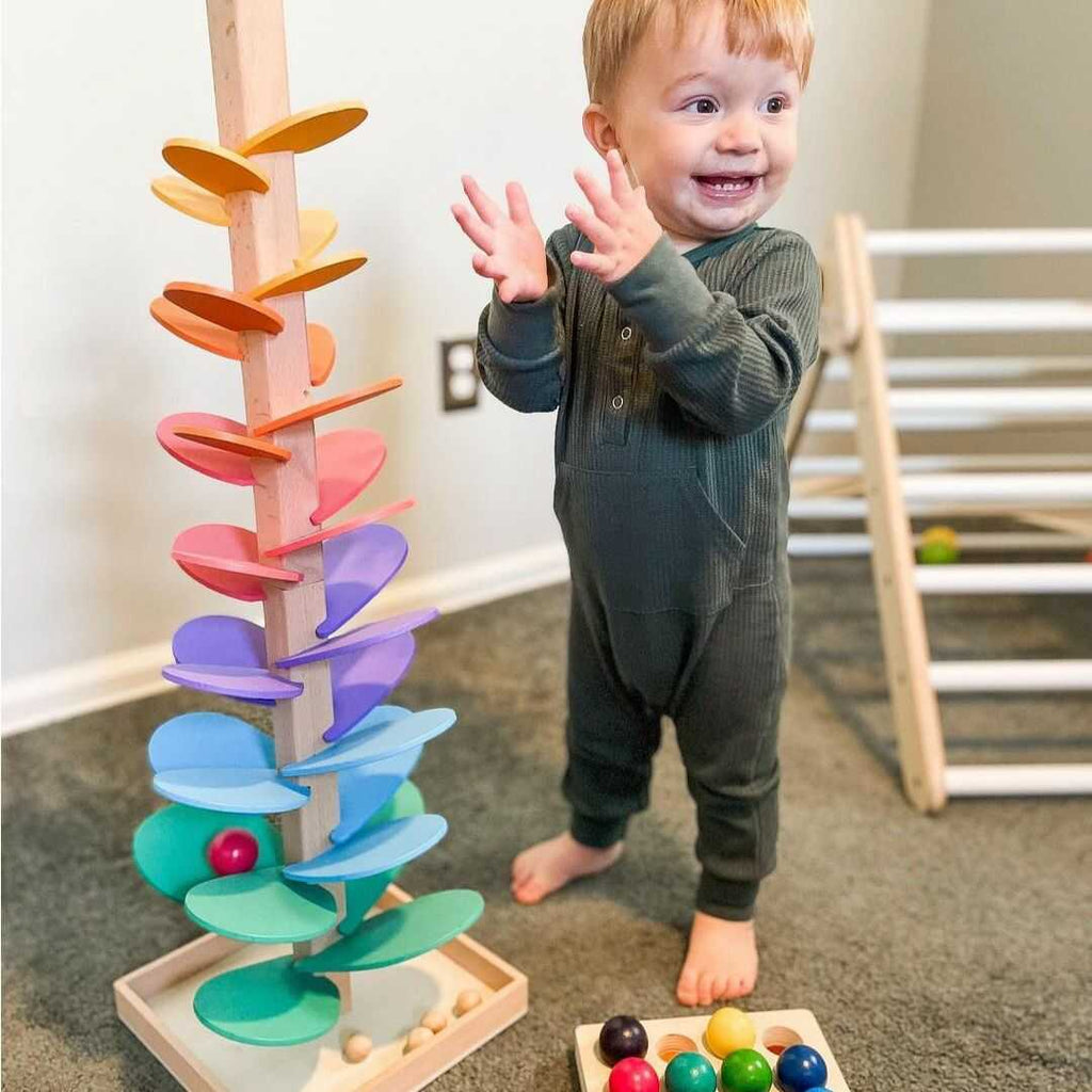 Interactive Rainbow Marble Tower