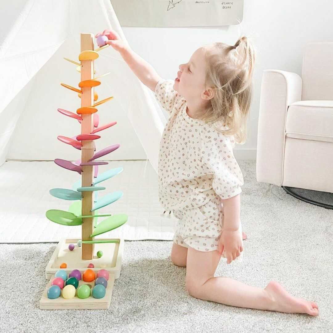 Interactive Rainbow Marble Tower