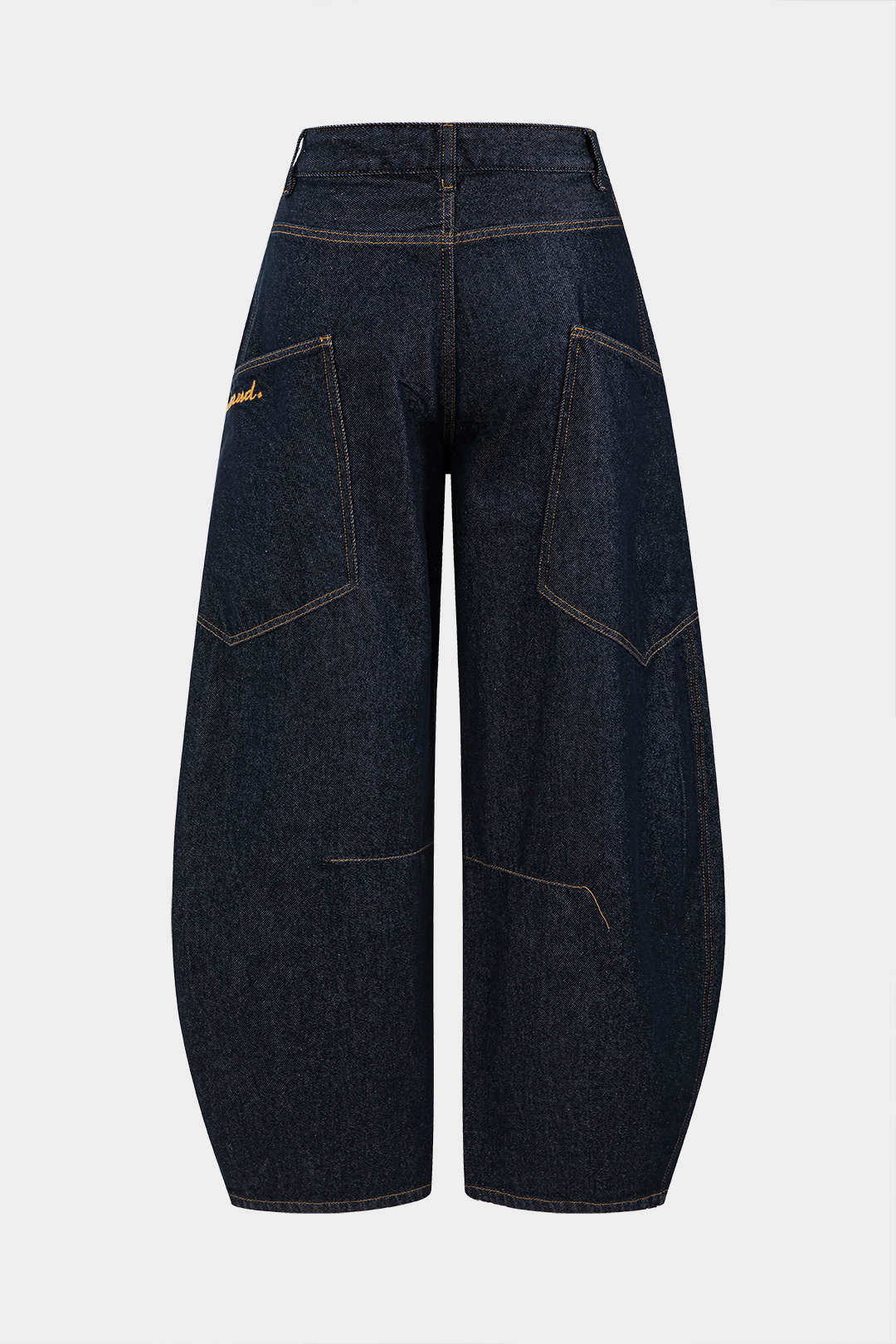 Solid Color Vintage Washed Wide Leg Barrel Jeans