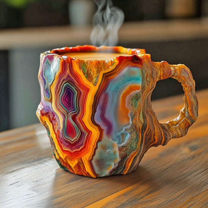 Handmade Mineral Crystal Coffee Mugs | Insulating & Microwave Safe | 350–450 ml