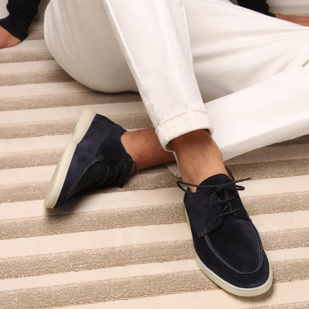 Men's Laced Leather Loafers - Luxurious Autumn Style