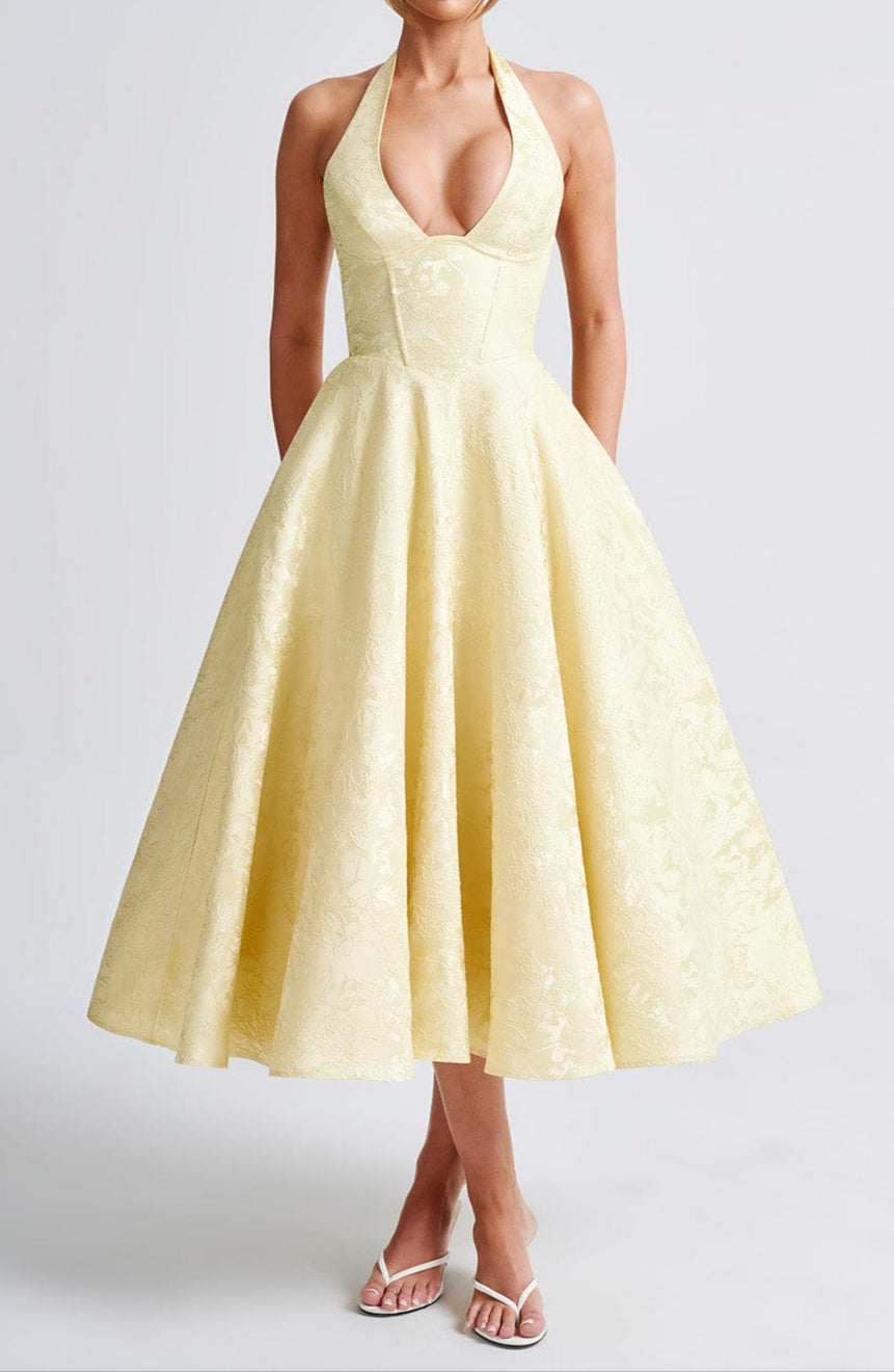 Triana Midi Dress - Lemon