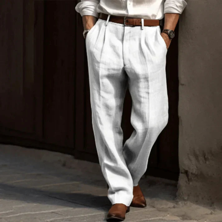 Men's Casual Linen Pants | Straight Leg
