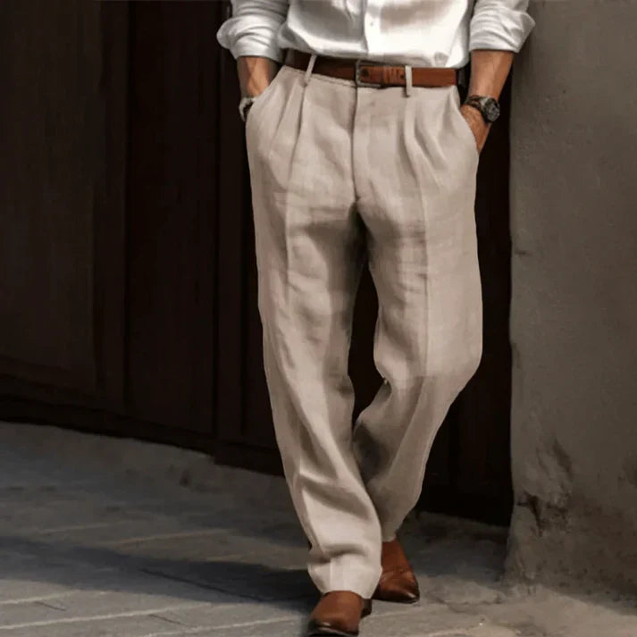 Men's Casual Linen Pants | Straight Leg