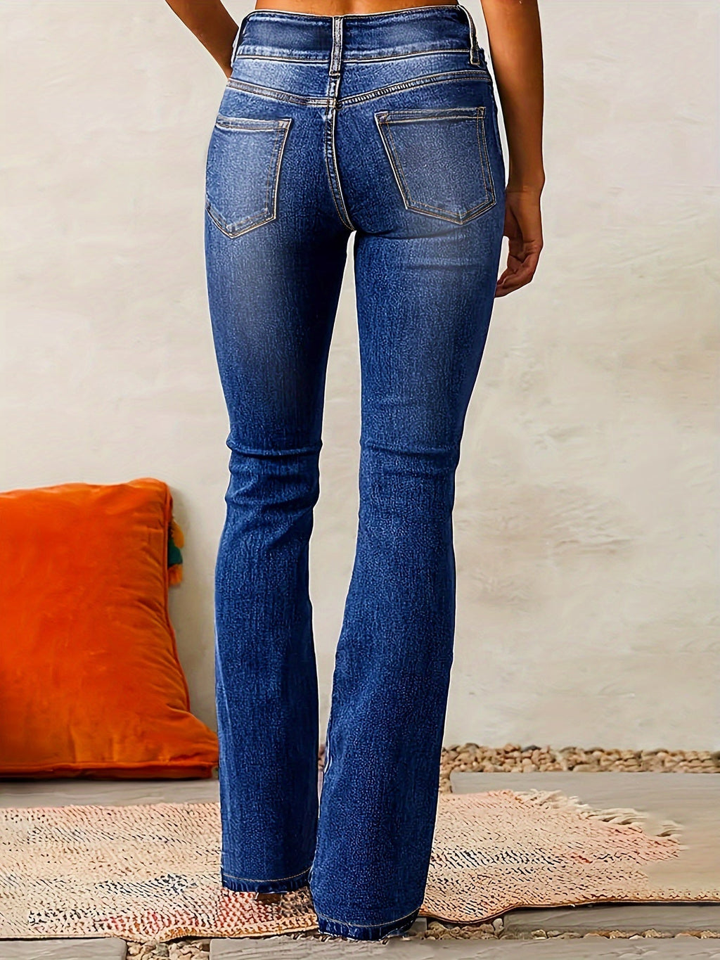 Women's High-Waisted Flared Jeans | Double Button Closure