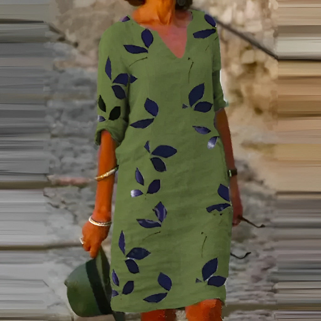 Women’s Casual Leaf Print Summer Dress | Mini