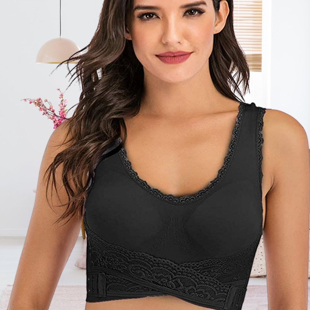 Women's Wireless Sports Bra | With Crossed Front Closure