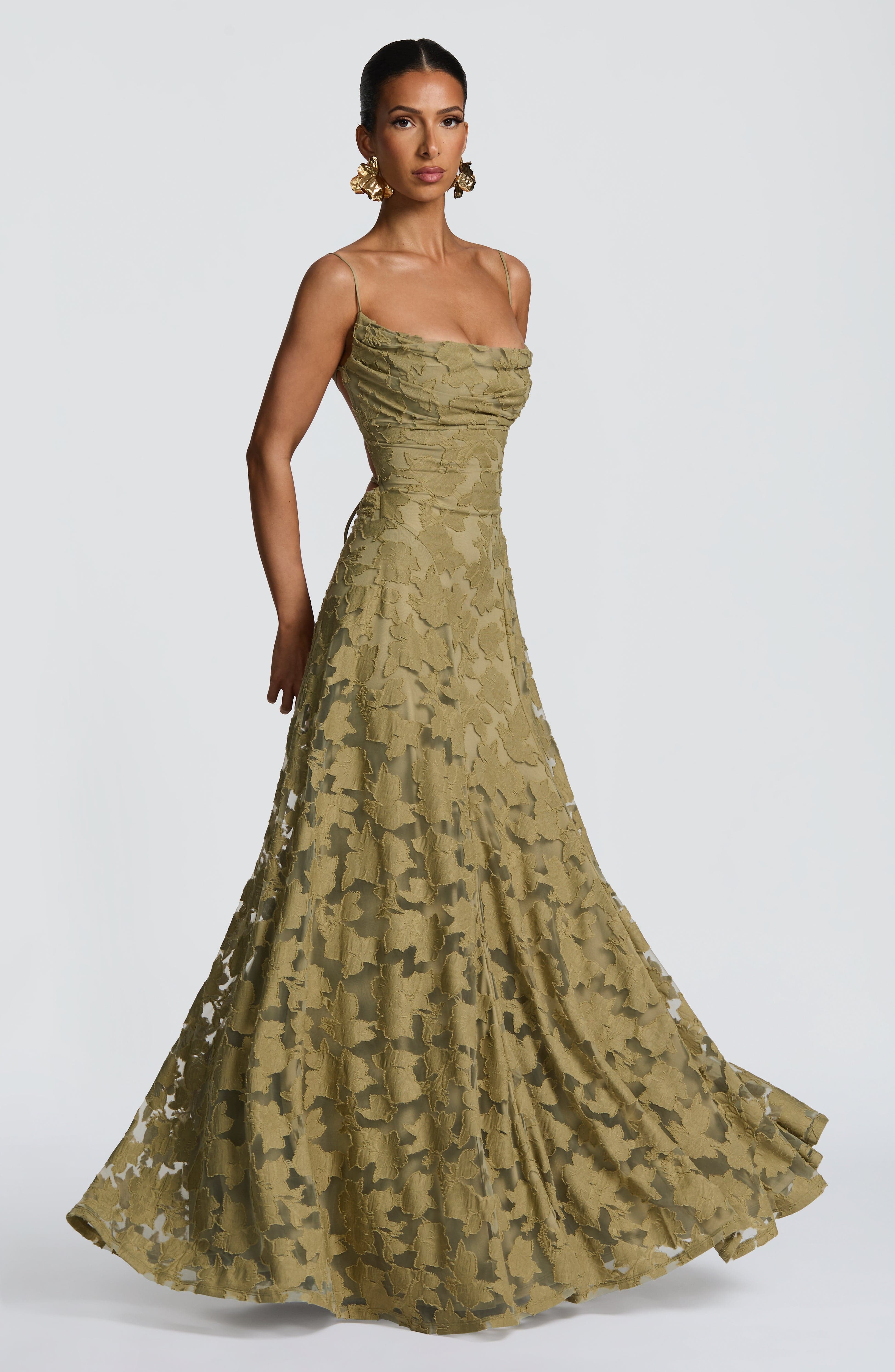 Women's Spaghetti Strap Wedding Guest Dress | Maxi