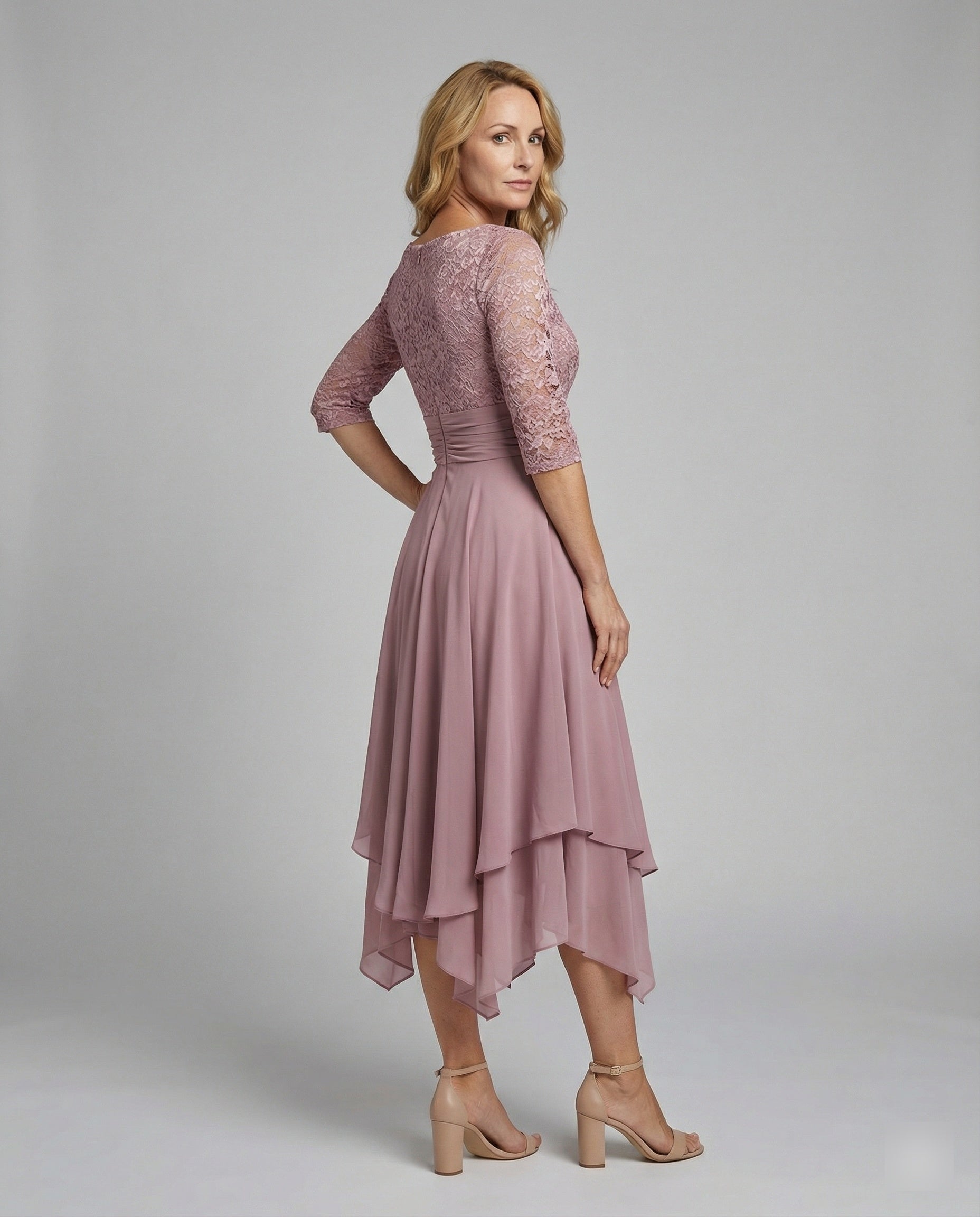 Women's Midi Evening Dress | 3/4 Sleeves