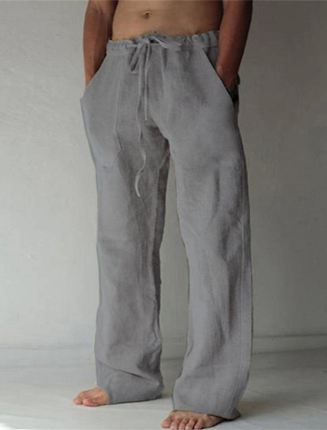 Men's Summer Long Linen Pants | with Drawstring