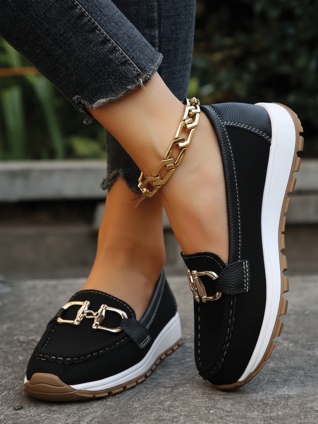 Women's Flat Buckle Loafers | Retro