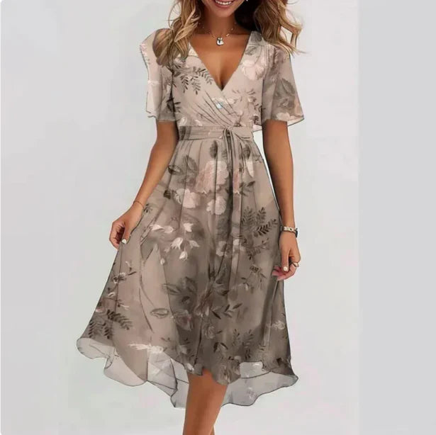 Women's Short Sleeve Floral Summer Dress | Midi