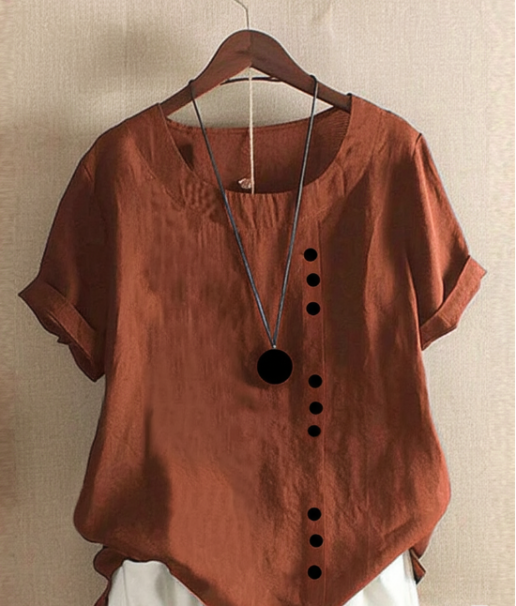 Women’s Summer Casual Linen Blouse | Short Sleeve