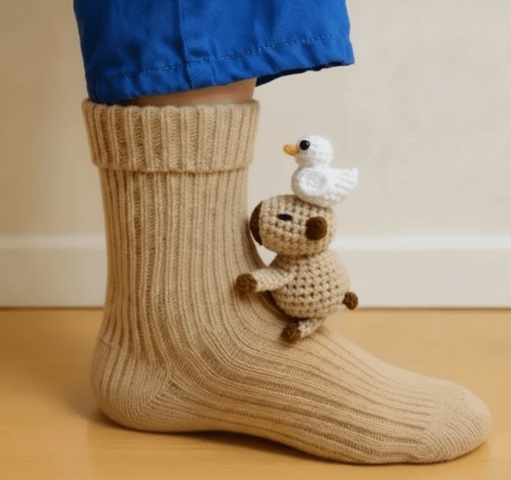Cozy House Socks with Adorable 3D Animal Design and Safe Non-Slip Sole