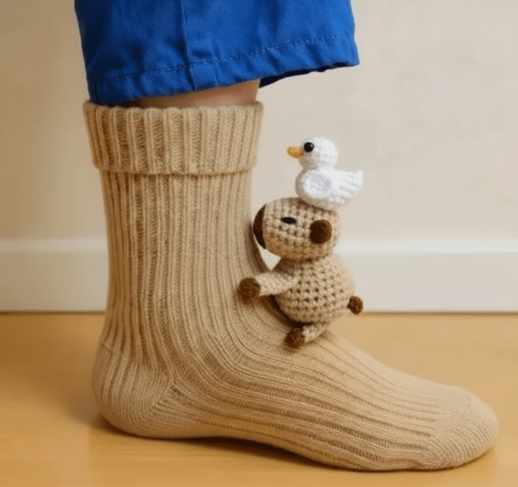 Cozy House Socks with Adorable 3D Animal Design and Safe Non-Slip Sole