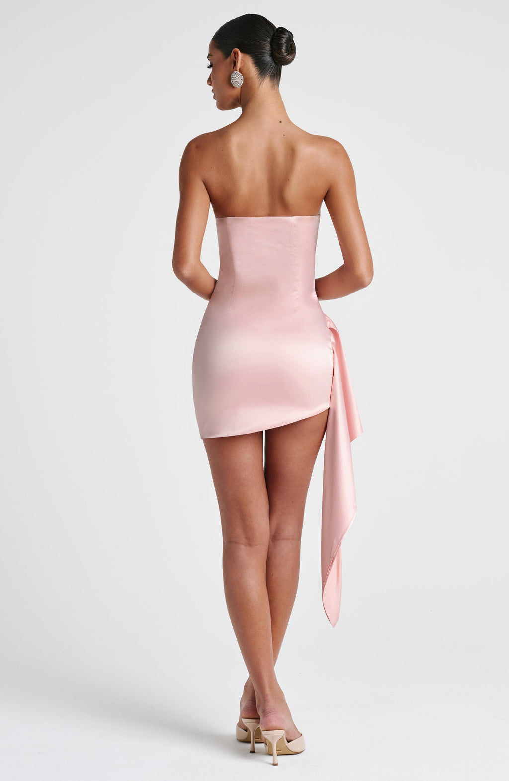 Blush Pink Mini Dress with Draped Detail for Women  - Letizia