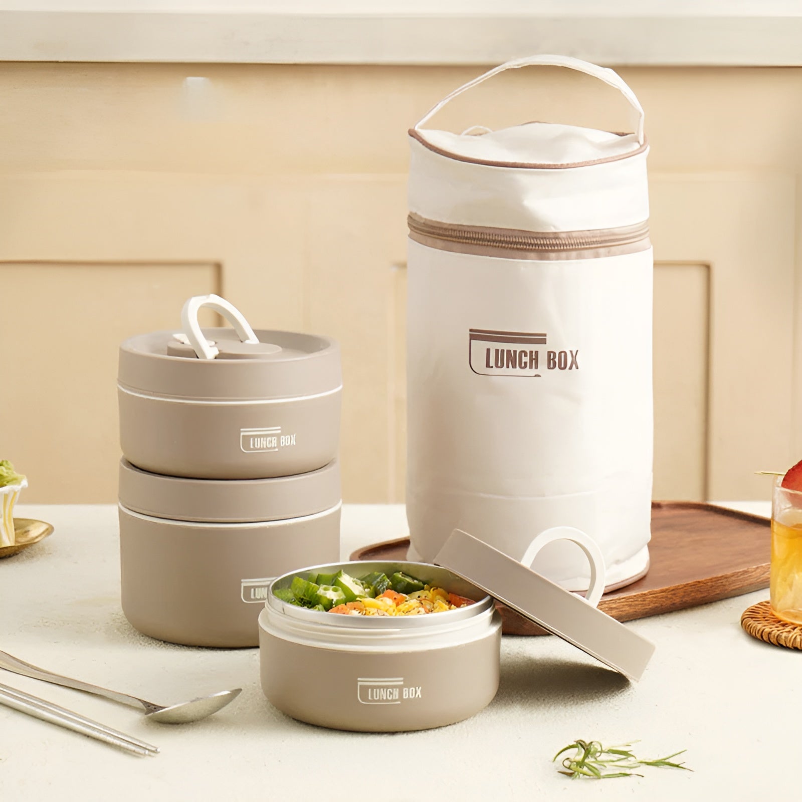 Insulated Lunch Box with Multi-Layer Compartments & Leak-Proof Design | Comes with Carry Bag