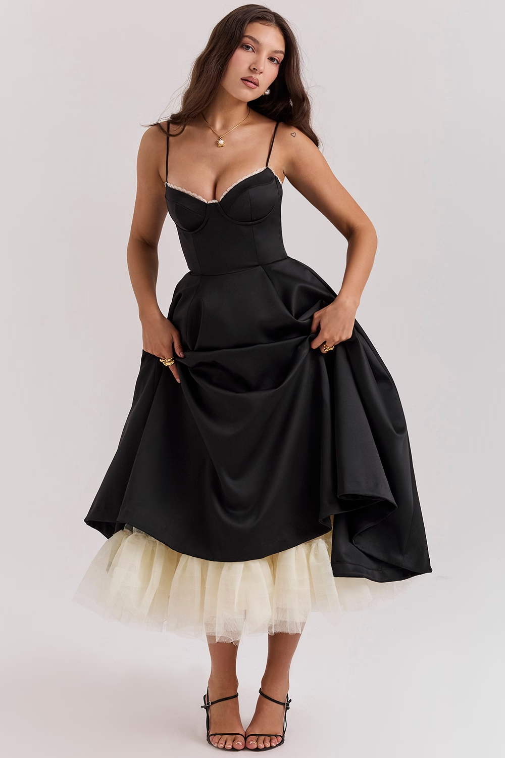 Women's Heart-Shaped Neckline Evening Dress | Midi