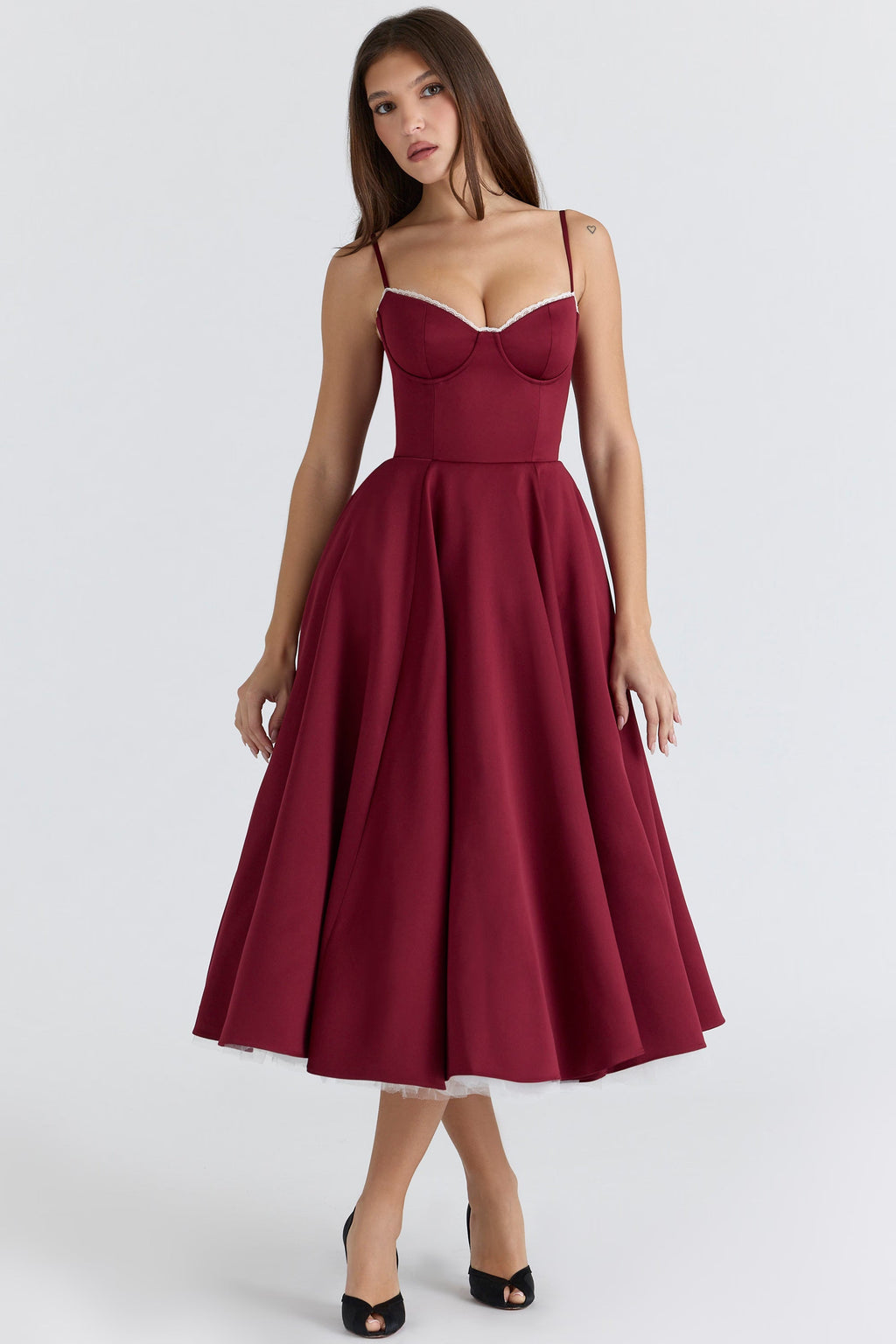 Women's Heart-Shaped Neckline Evening Dress | Midi