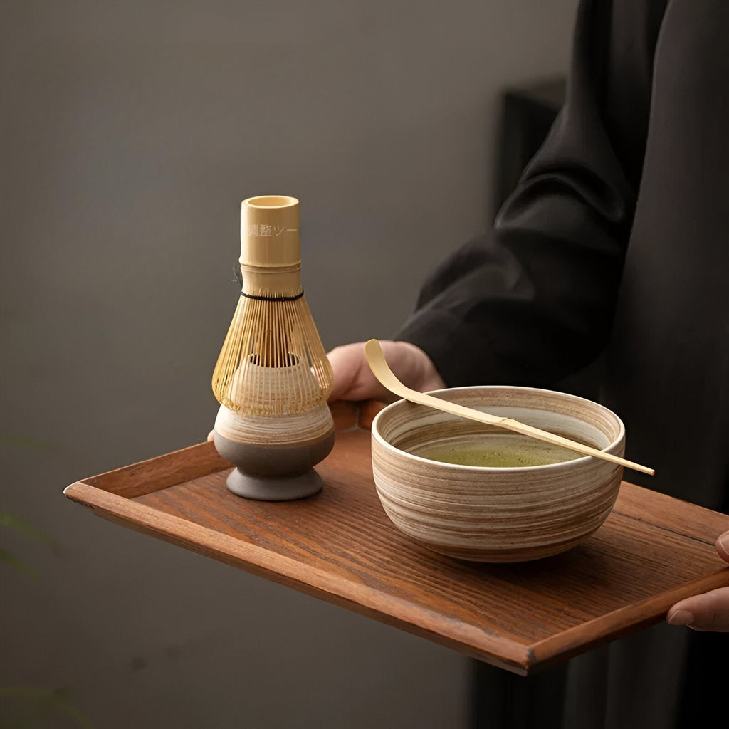 4-Piece Matcha Tea Set with Bamboo Whisk | Ideal for Traditional Tea Ceremony