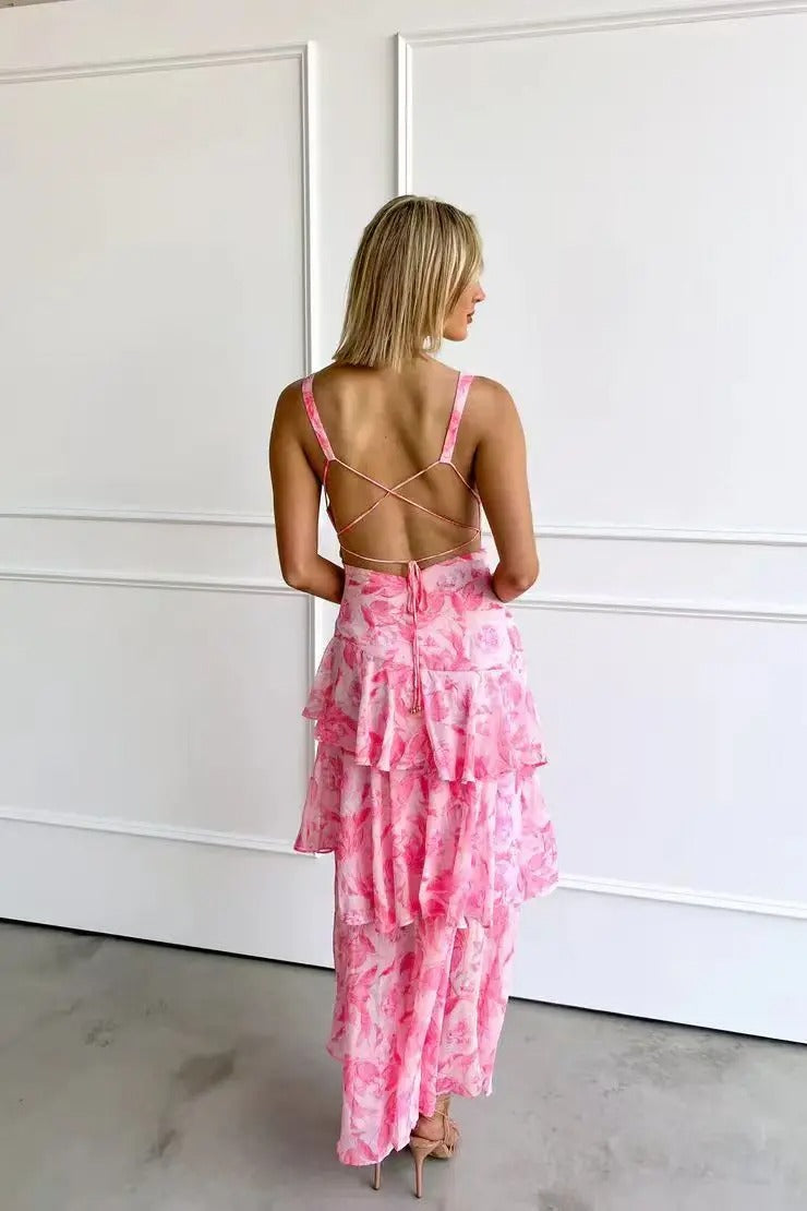 Women's V-Neck Ruffled Summer Dress | Maxi