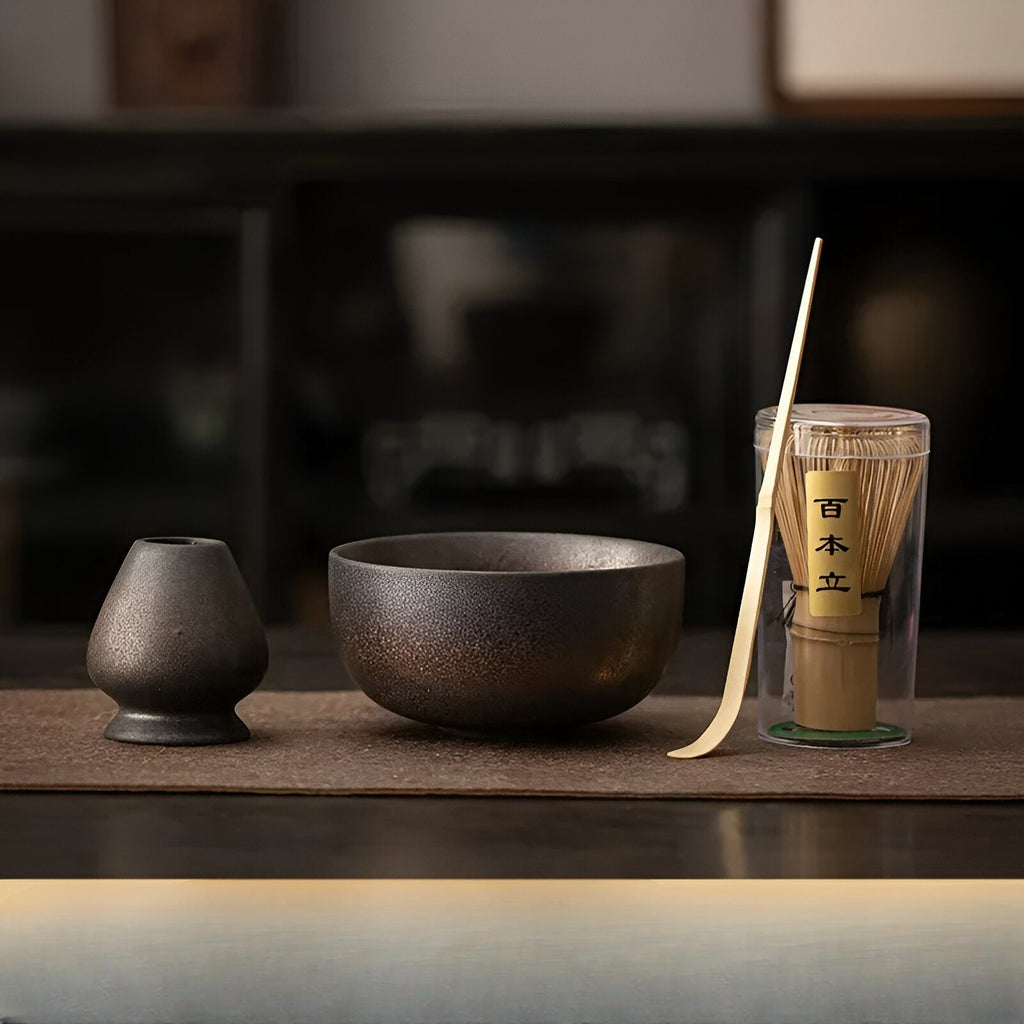 4-Piece Matcha Tea Set with Bamboo Whisk | Ideal for Traditional Tea Ceremony
