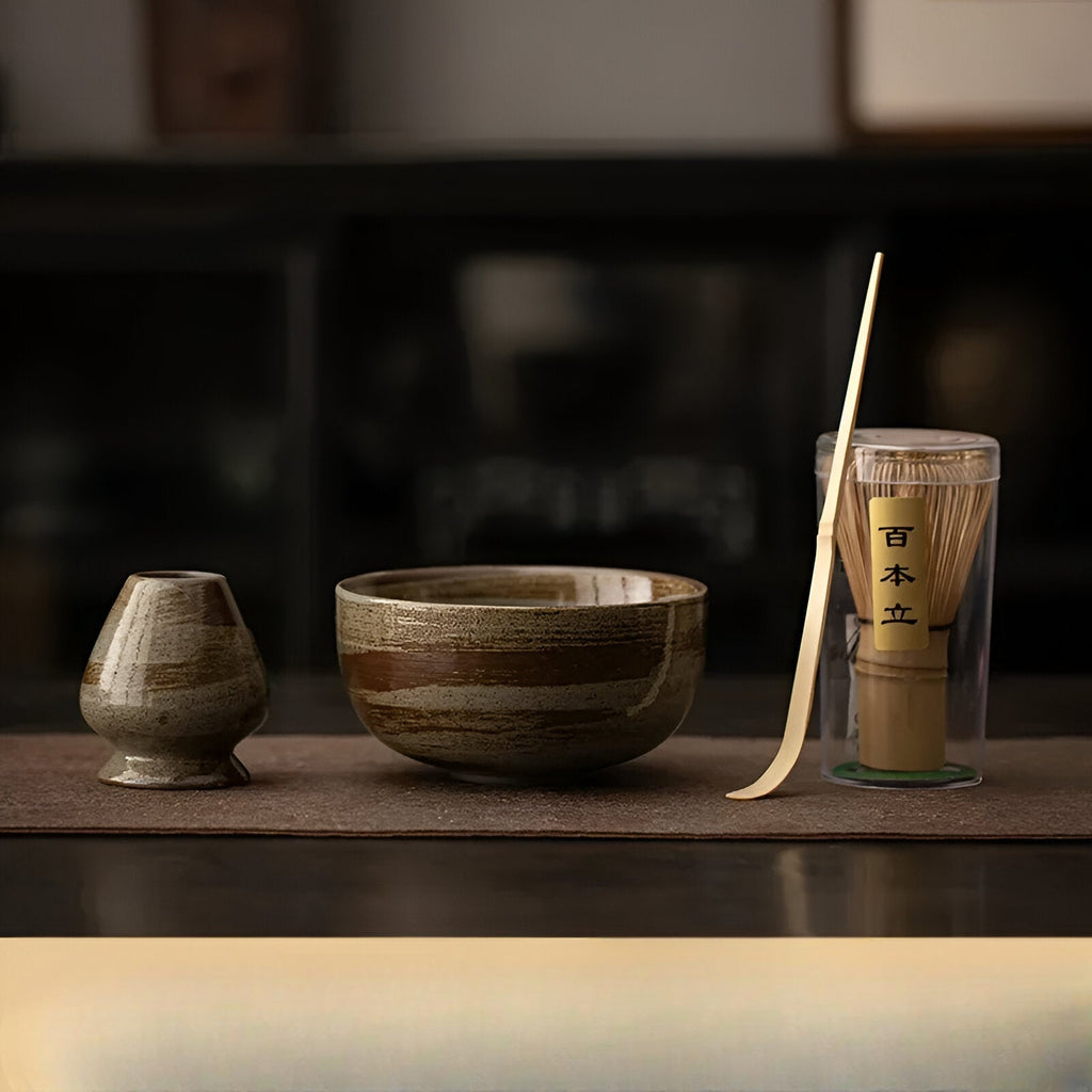 4-Piece Matcha Tea Set with Bamboo Whisk | Ideal for Traditional Tea Ceremony