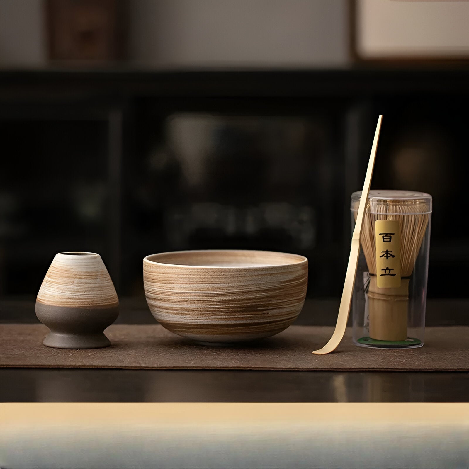 4-Piece Matcha Tea Set with Bamboo Whisk | Ideal for Traditional Tea Ceremony