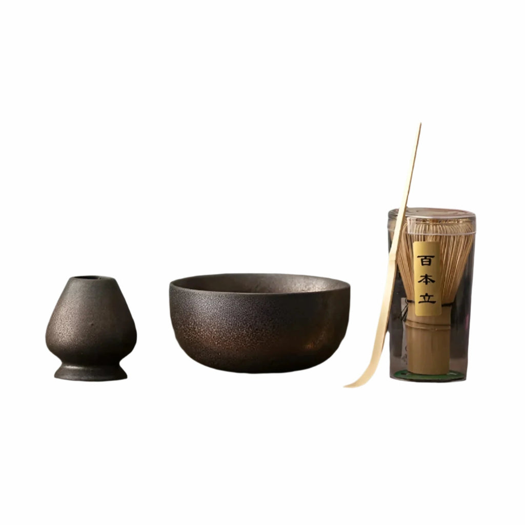 4-Piece Matcha Tea Set with Bamboo Whisk | Ideal for Traditional Tea Ceremony