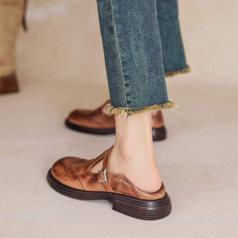 Women's Mary Jane Shoes with T-Strap | Wingtip