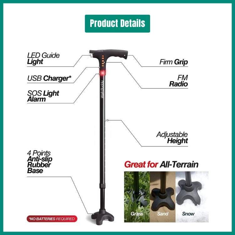 Versatile LED Folding Walking Cane