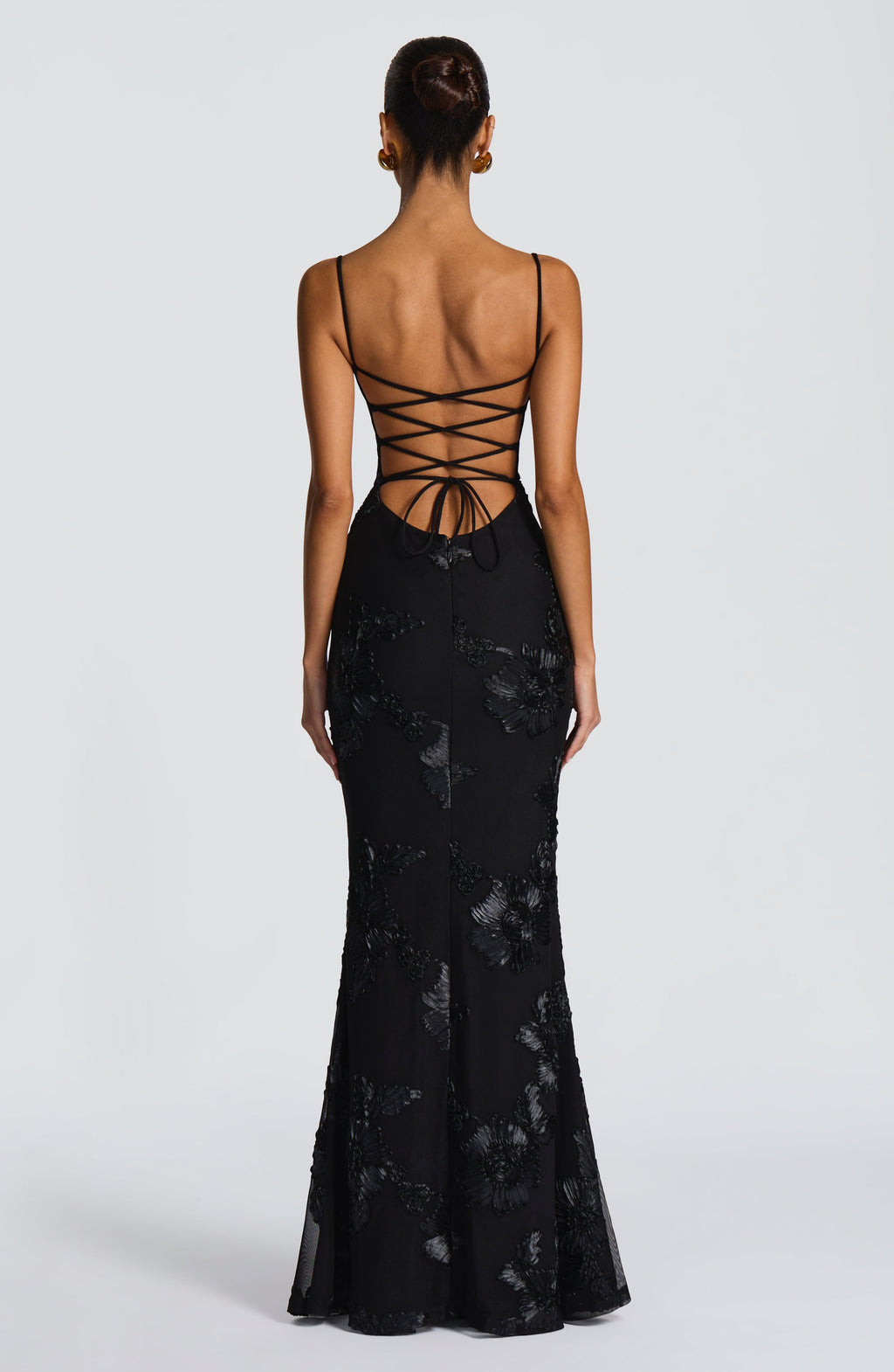 Black Floral Maxi Dress with Spaghetti Straps for Women - Romina