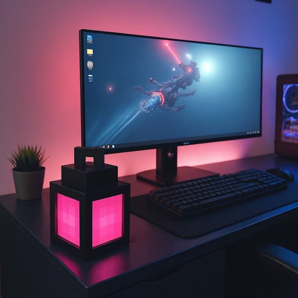 Wireless Table Lamp | Nightstand Light | Indoor Wall Light | Pixel-Inspired Design
