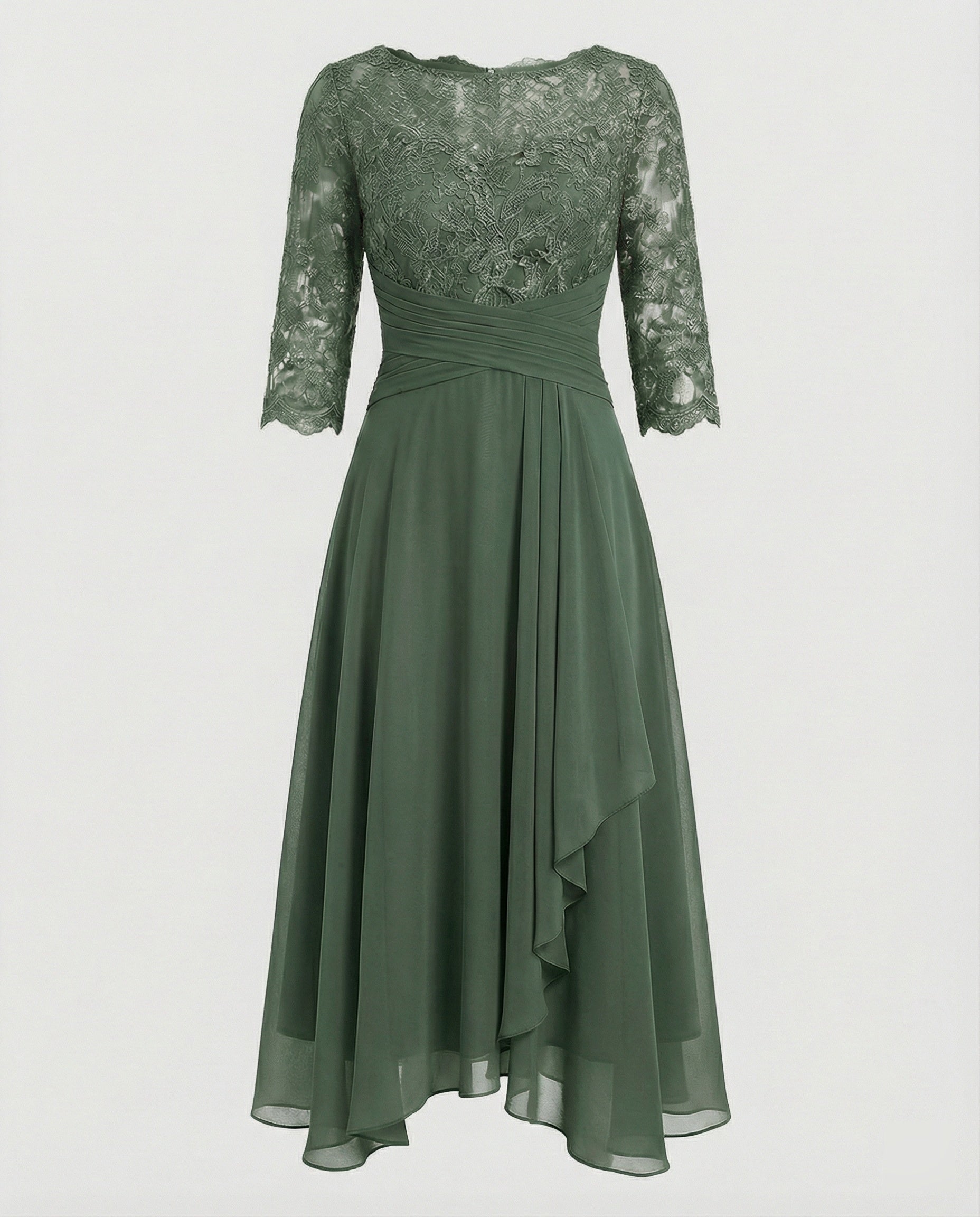 Women's Midi Evening Dress | 3/4 Sleeves