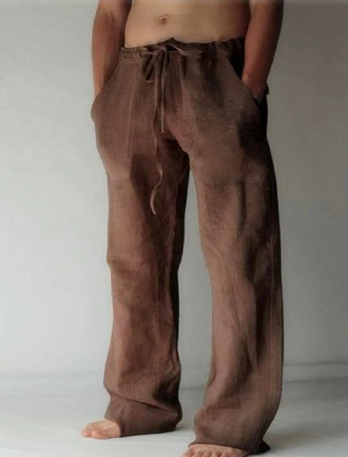 Men's Summer Long Linen Pants | with Drawstring
